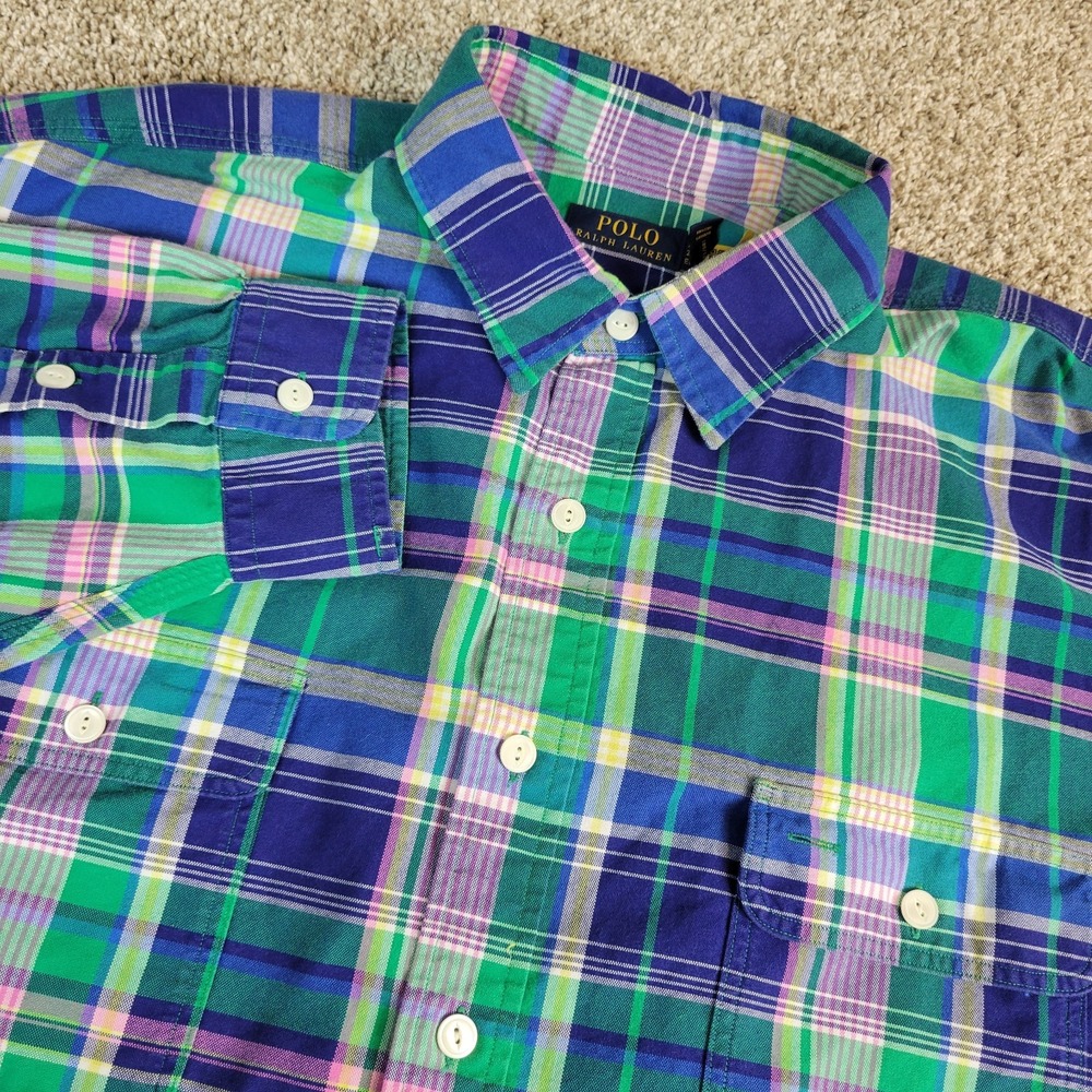 Polo Ralph Lauren Mens 2XLT Multicolor Plaid Button Up Long Sleeve Workshirt‎